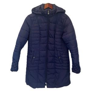 Cleo Women’s winter quilted puffer jacket mid length blue size medium